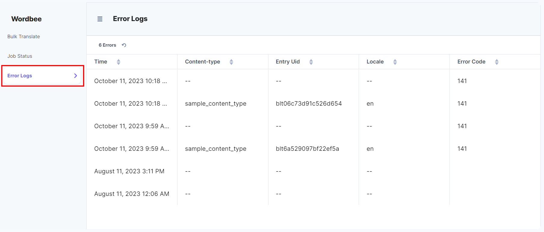 Wordbee-Error-Logs
