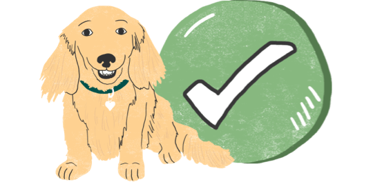 illustration of dog with checkmark