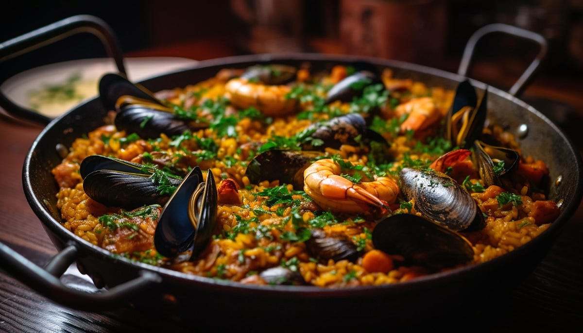 Spanish paella de marisco.